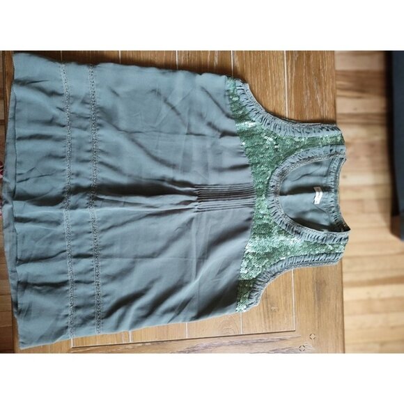 Women's Green Cremioux Large Tank Top with Sequins - Picture 1 of 2